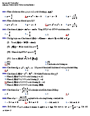 Đề thi Toán giải tích lớp 12